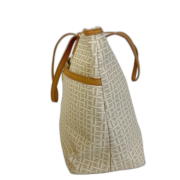Tommy Hilfiger Monogram Tan Tote Bag Purse - Picture 7 of 8